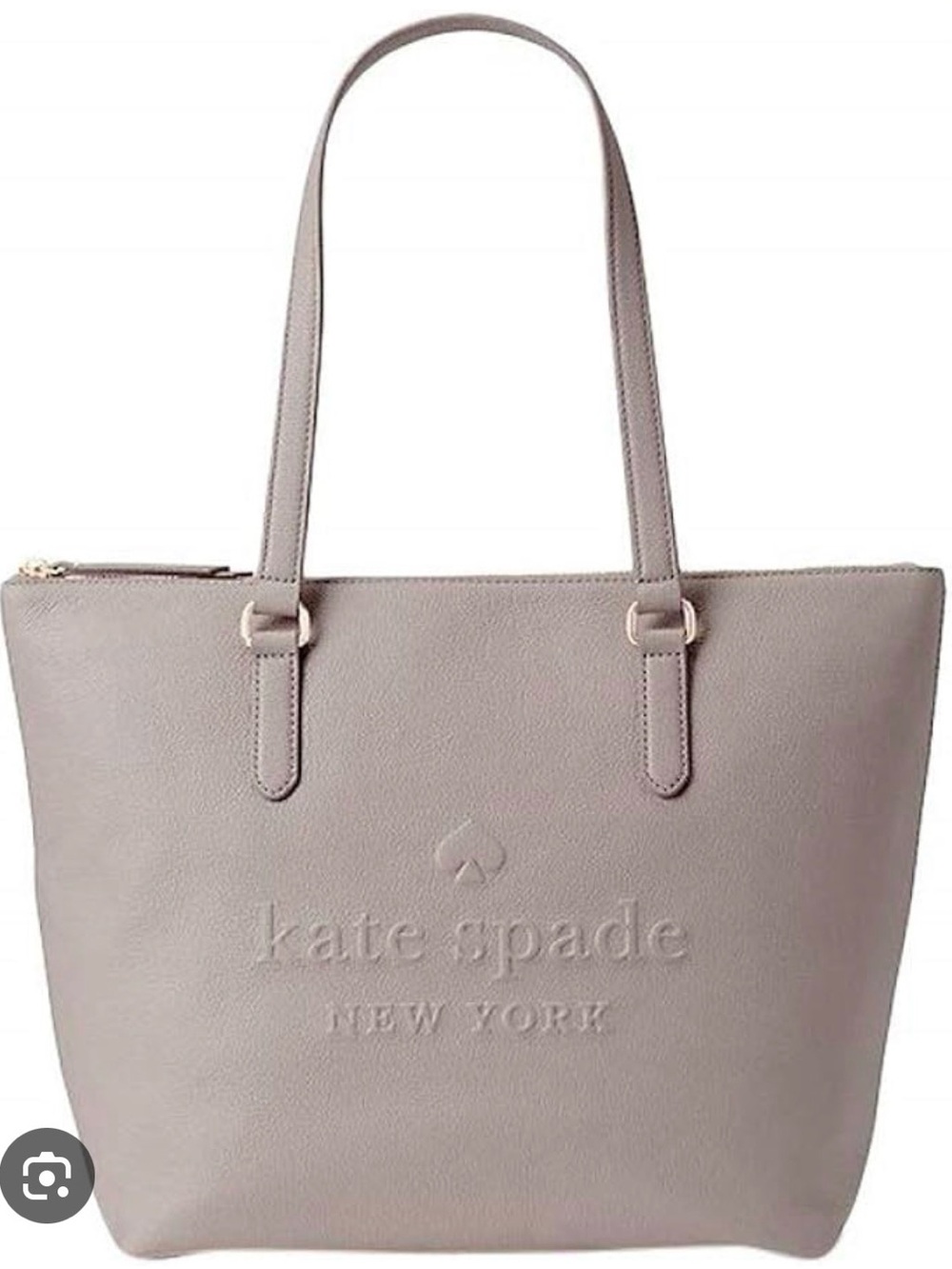 Kate Spade Larchmont Avenue Logo Penny Tote Bag Leather Purse Cityscape Taupe